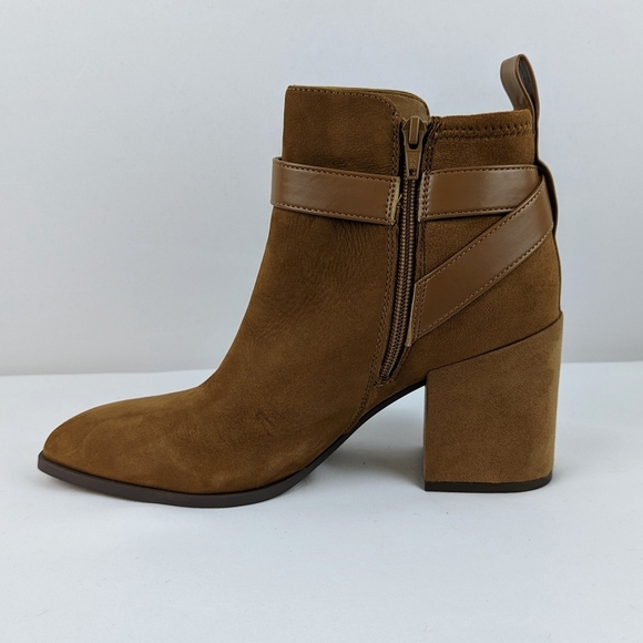 Vionic Tenley Ankle Boot Suede Leather Mid Shaft Zip Closure Toffee 9M NIB - Picture 4 of 15